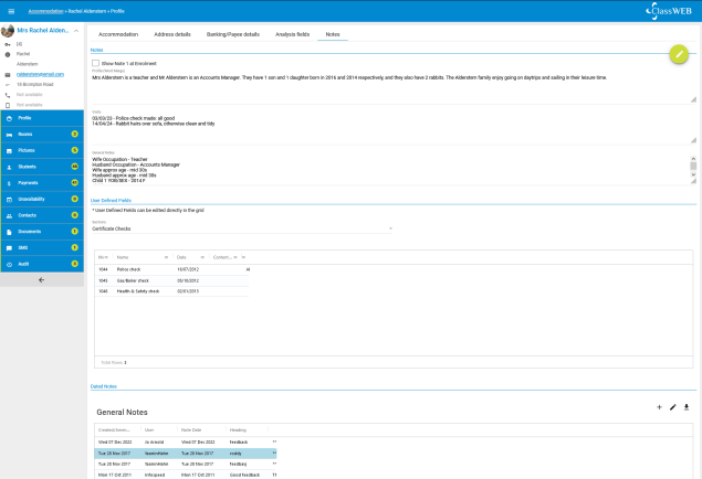 Accommodation merge notes screen