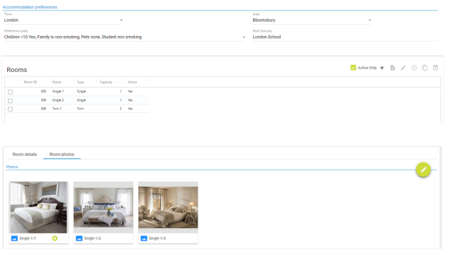 Room preferences screen
