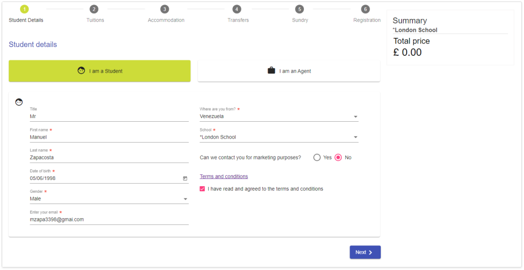 Class Online Toolkit form example 1