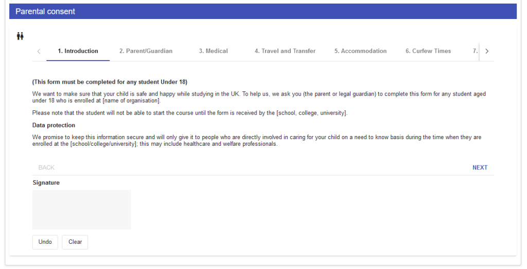 Class parental consent form example